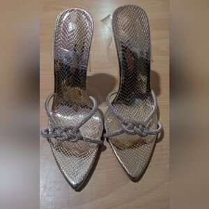 Elegant Rose Gold Strappy Women's Heels